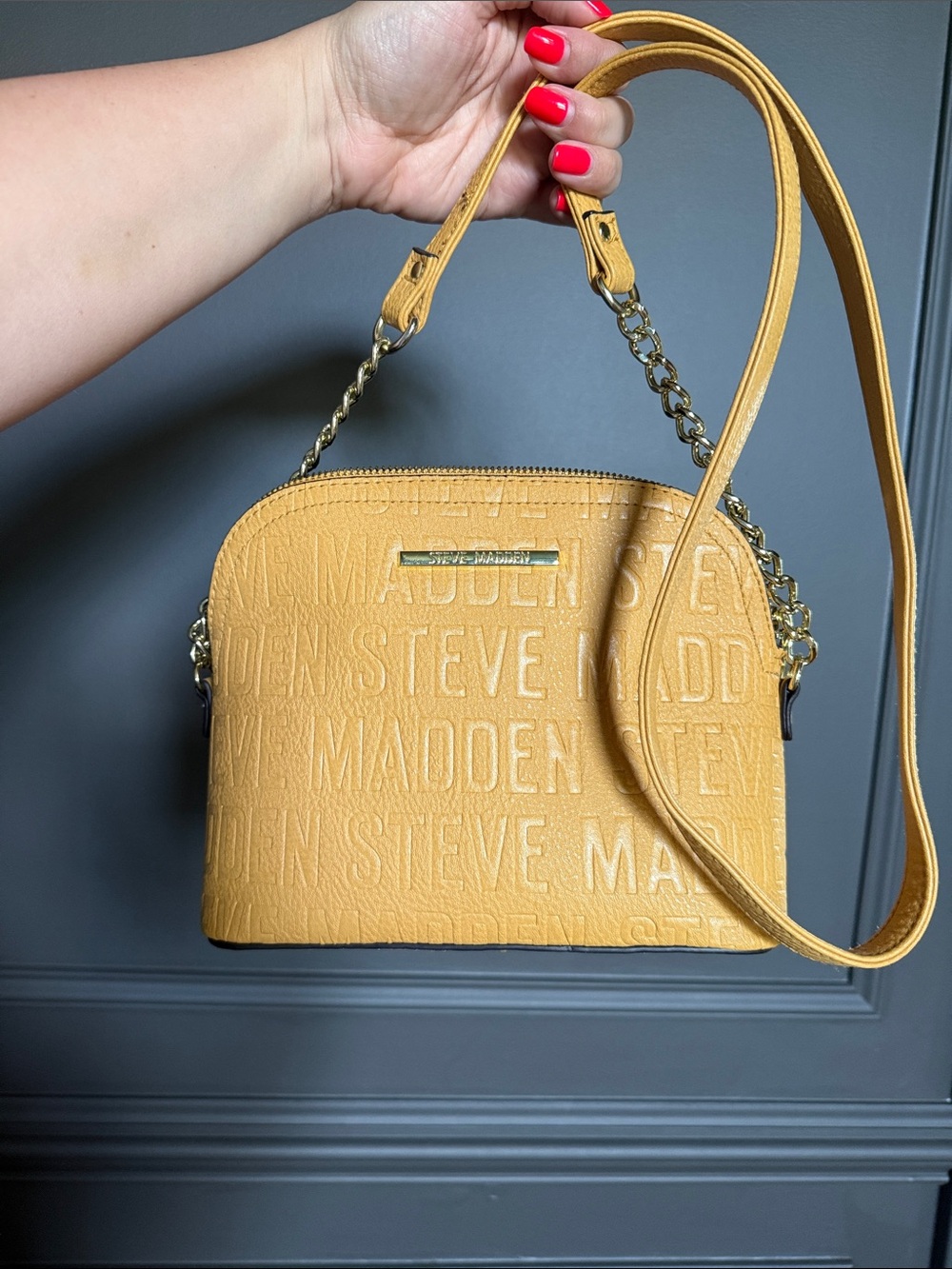 Steve Madden Mustard Yellow Embossed Dome Crossbody
